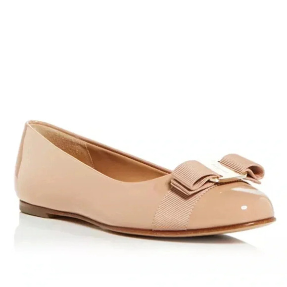Salvatore Ferragamo Shoes - SALVATORE FERRAGAMO Varina Patent Leather Ballet Flats